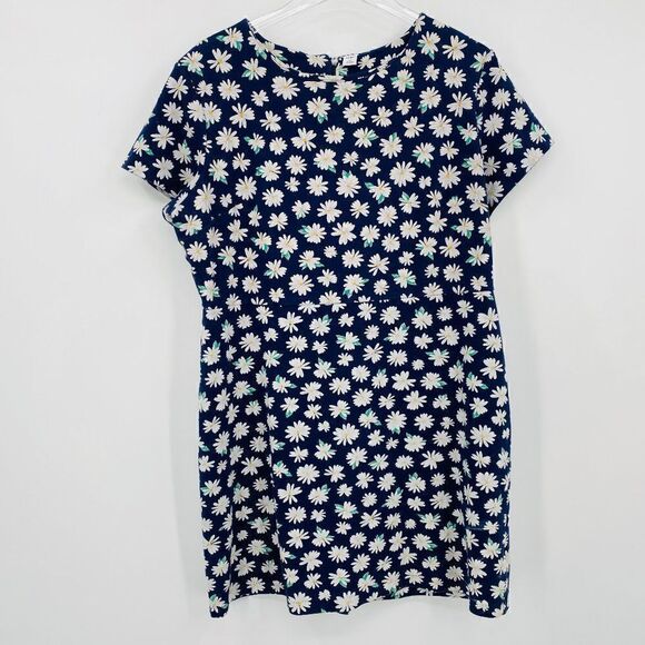 Old Navy Size XL Navy Blue Daisy Floral Print Short Sleeve Stretch Knit Dress - Picture 1 of 9
